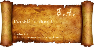Bordás Anett névjegykártya